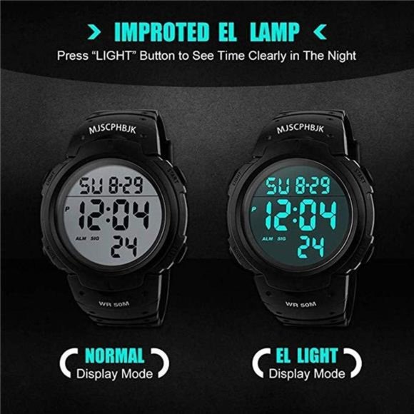 Mens Digital Sports Watch, Waterproof LED Screen Large Face Military Watches - Picture 3 of 7